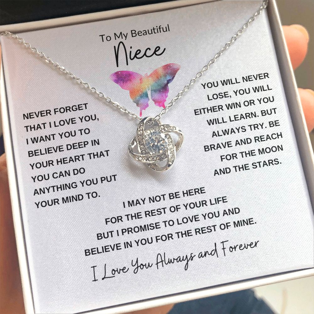 Love Knot Necklace, Gift to Niece - Butterfly