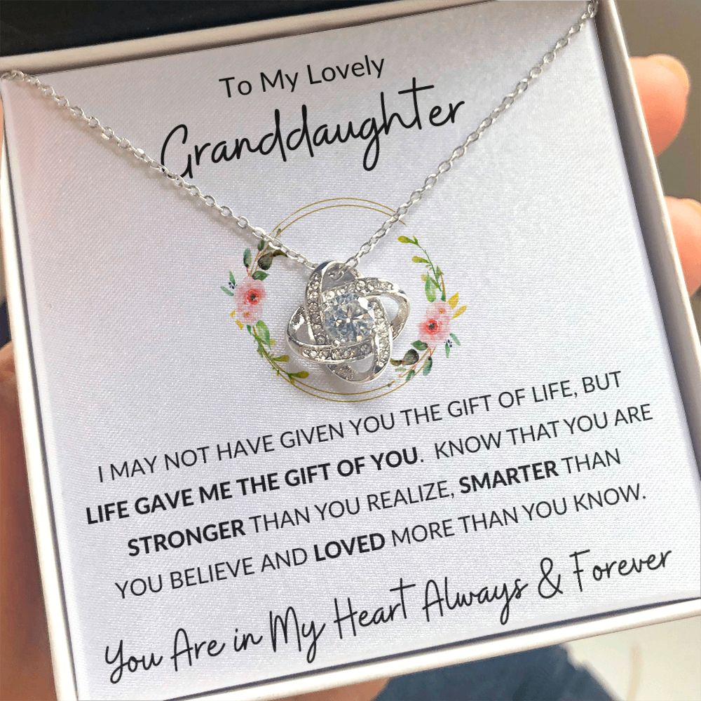 Love Knot Necklace, Gift to Granddaughter - Flower Wreath