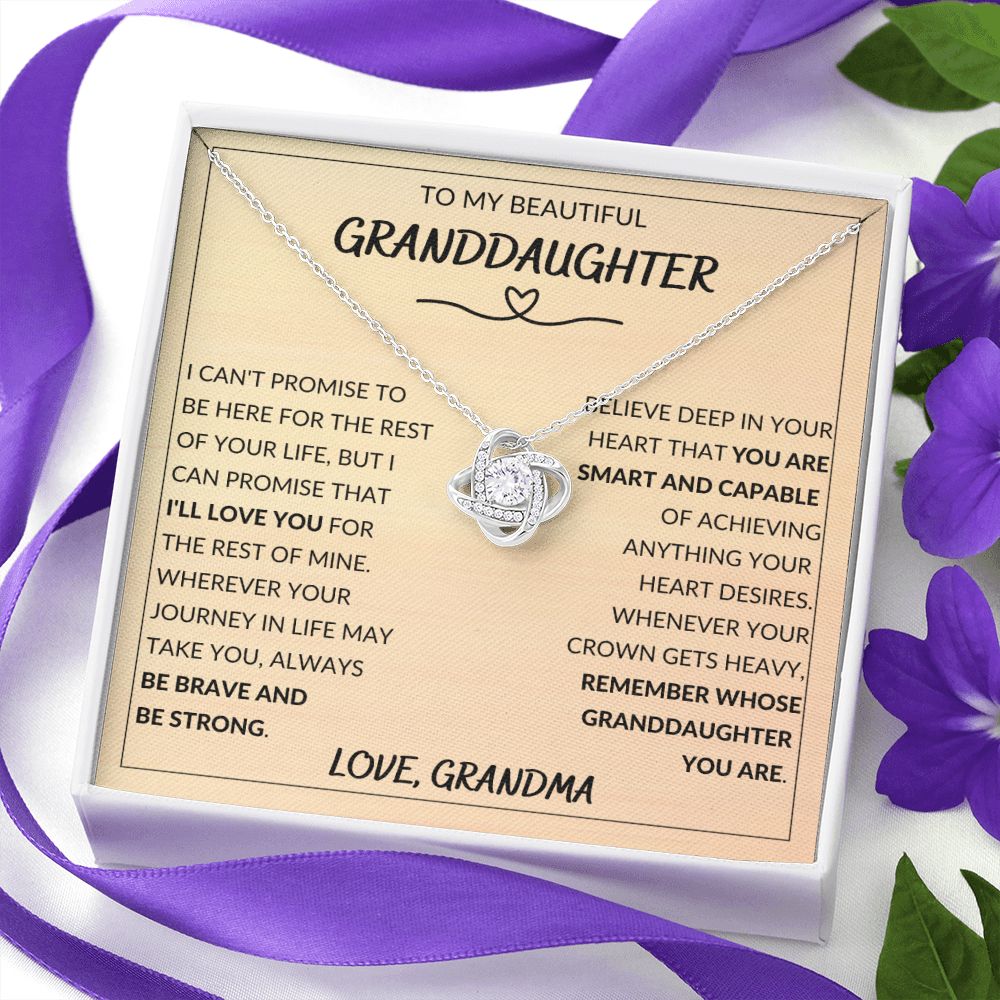 Love Knot Necklace, Gift to Granddaughter from Grandma - Be Brave