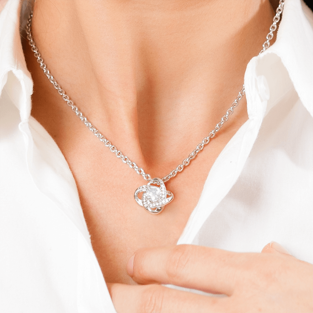 Love Knot Necklace, Gift to Granddaughter from Grandma - lion white heart line - Birthday, Christmas, Easter, Graduation, Inspiration