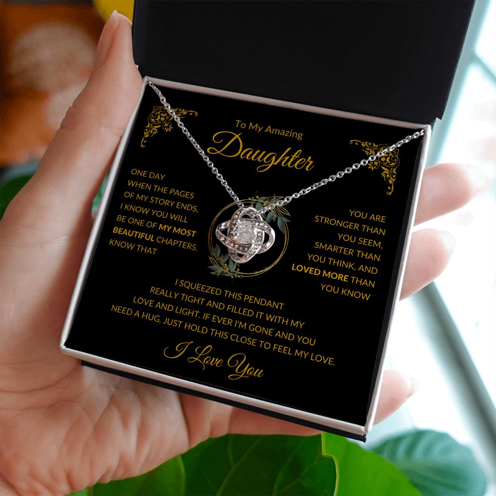 Love Knot Necklace, GIFT TO DAUGHTER - Amazing Daughter Black