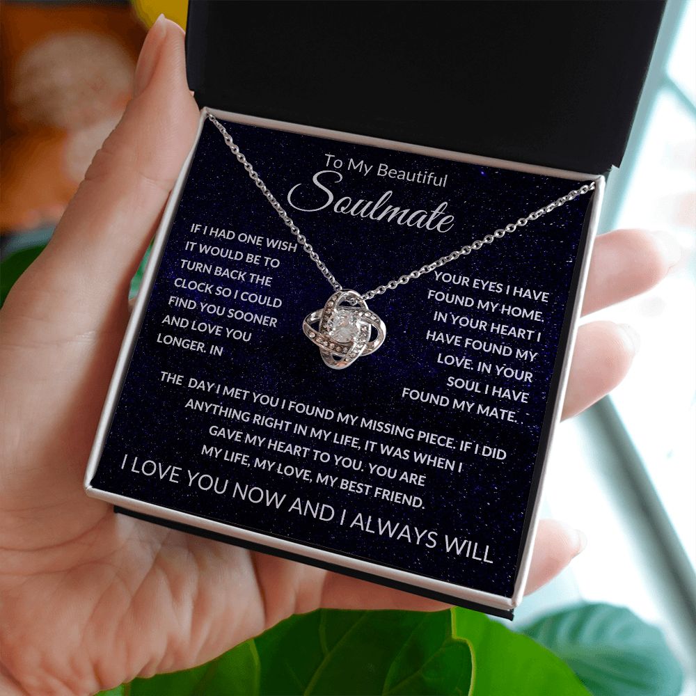 Love Knot Necklace, Gift to Soulmate - Space - Valentines, Anniversary, Birthday, Christmas