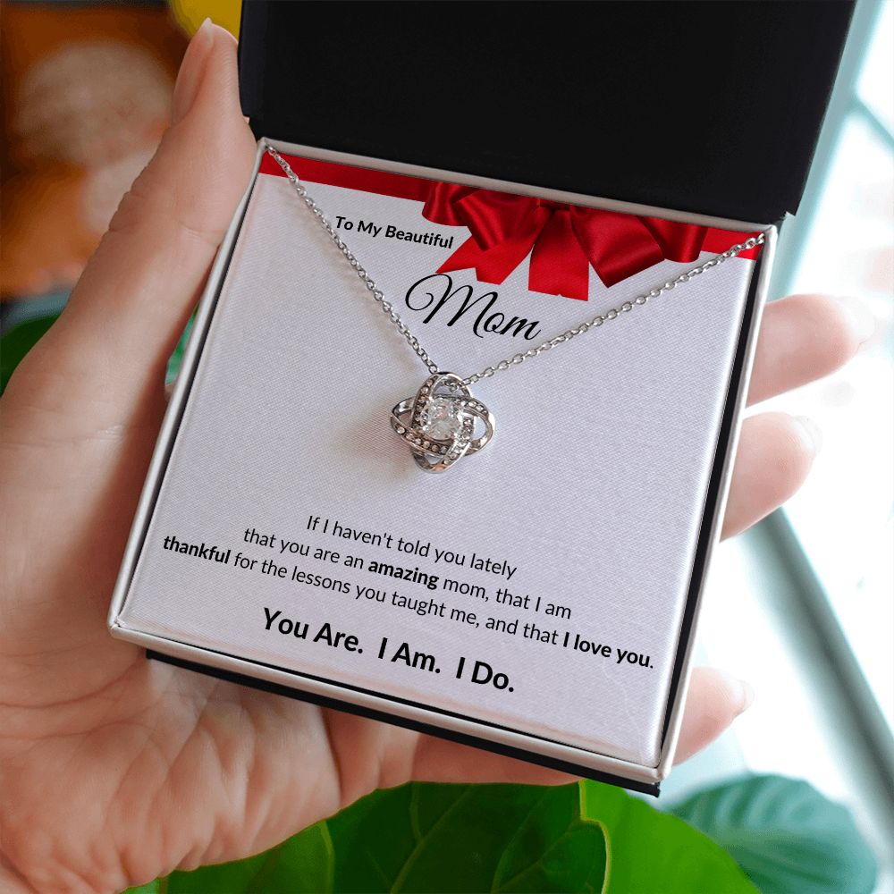 Love Knot Necklace, GIFT FOR MOM - Red Ribbon, BIRTHDAY, CHRISTMAS, MOTHER'S DAY, ANY SPECIAL OCCASSION