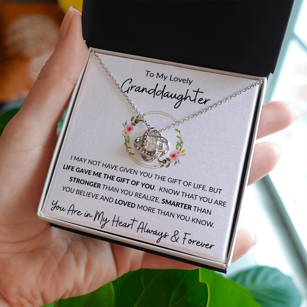 Love Knot Necklace, Gift to Granddaughter - Flower Wreath