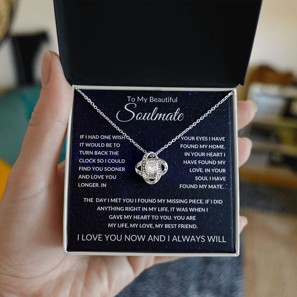 Love Knot Necklace, Gift to Soulmate - Space - Valentines, Anniversary, Birthday, Christmas