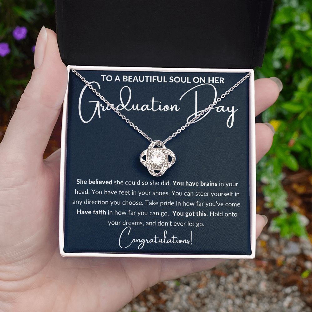 Graduation Gift to a Beautiful Soul, Love Knot Necklace - black