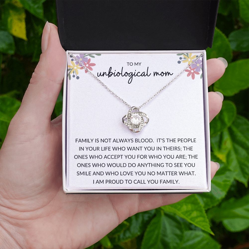 Love Knot Necklace, Gift to Unbiological Mom, Stepmom, Stepmother, Aunt, Mother in Law - Flowers