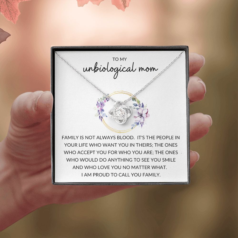Love Knot Necklace, Gift to Unbiological Mom, Stepmom, Step mother, Aunt, Mother in Law - Wreath