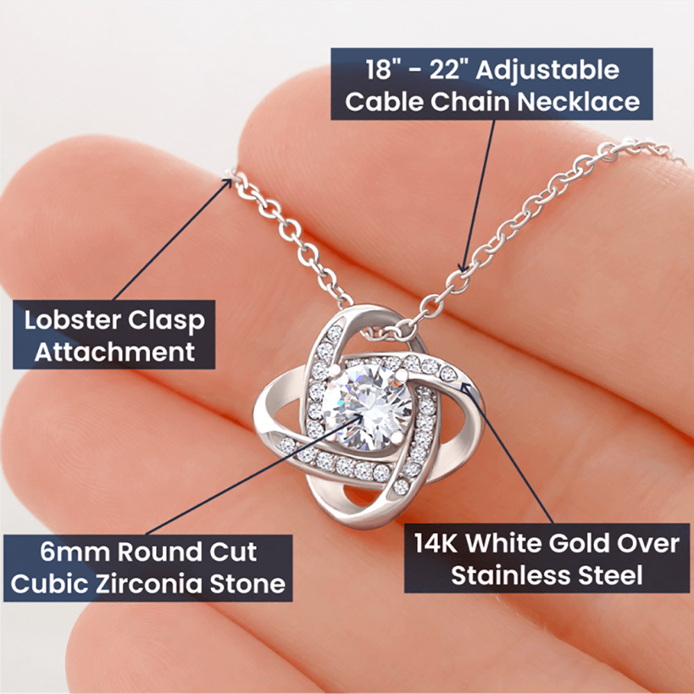 To My Mommy, Mom to Be, Pregnancy Baby Shower Gift, Mothers Day, Baby Feet - Love Knot Necklace - 14k and 18K over stainless less pendant