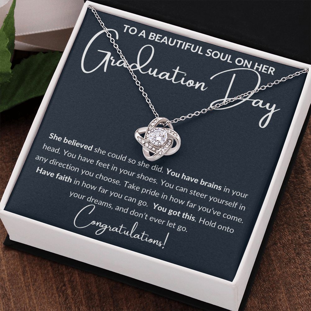 Graduation Gift to a Beautiful Soul, Love Knot Necklace - black