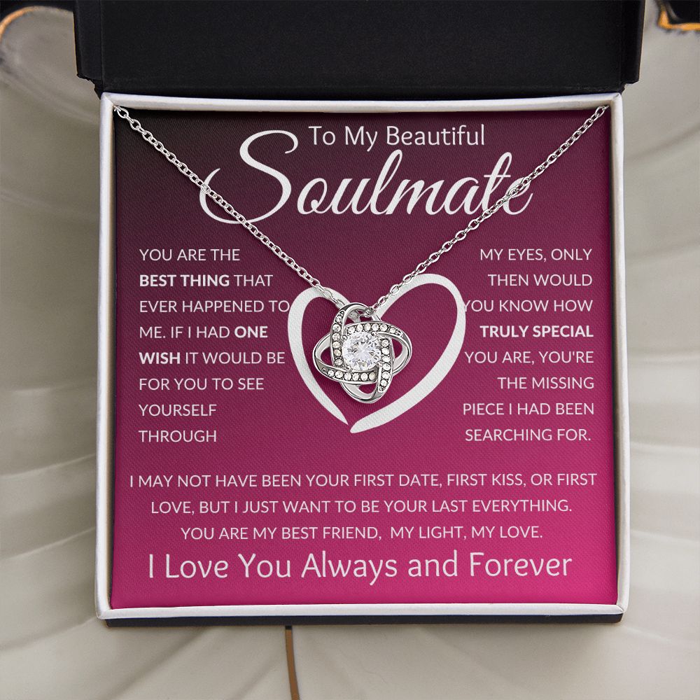 Love Knot Necklace, Gift to Soulmate, Wife, Girlfriend - You're the Best - Christmas, Anniversary, Birthday, Valentines Day