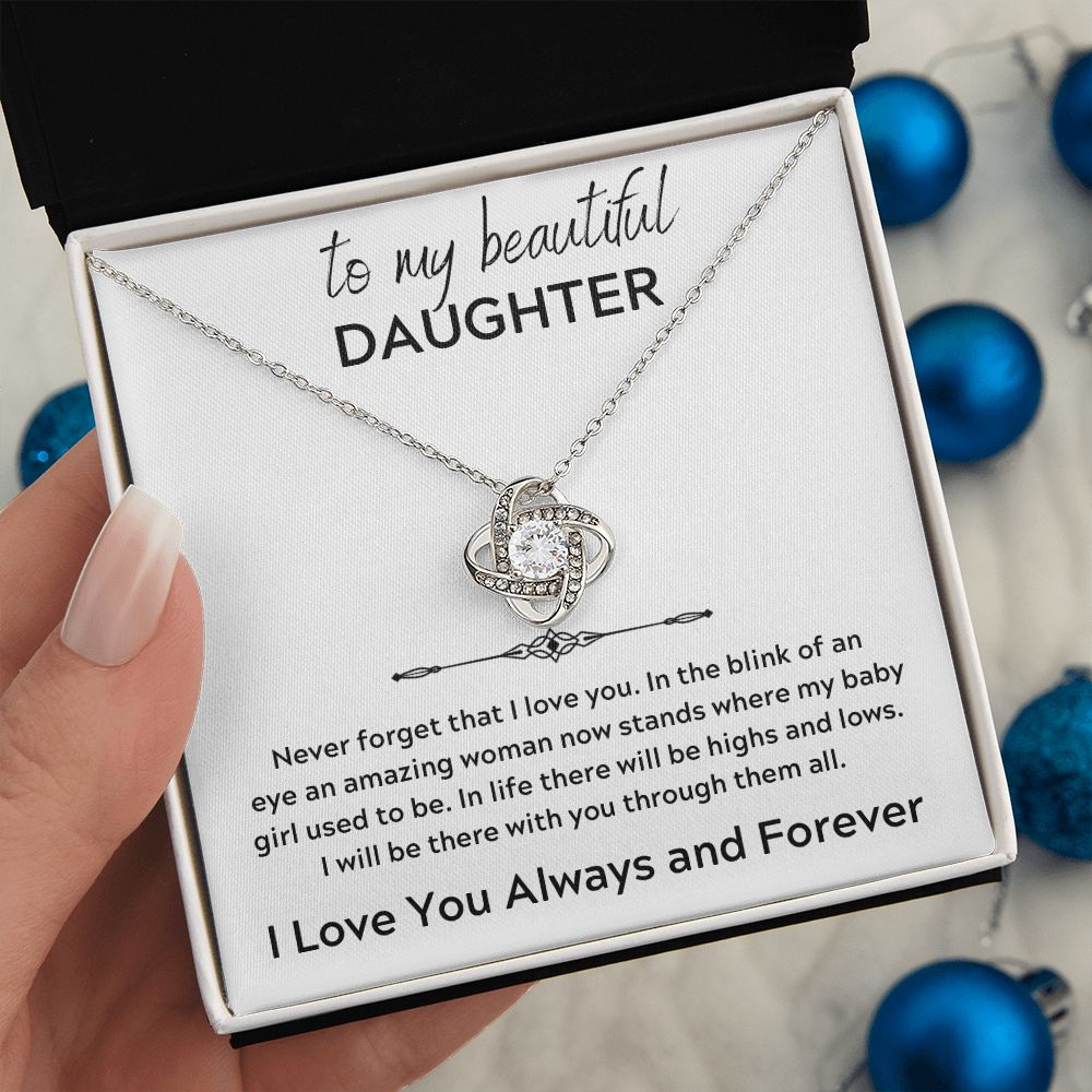 Love Knot Necklace, GIFT TO DAUGHTER from Mom or Dad