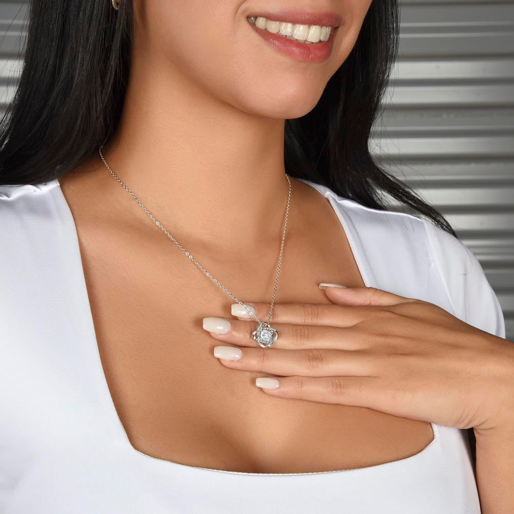2023 Graduation Gift for Her, To my Beautiful Shining Star - Love Knot Necklace, Dark Gray - She Believed She Could