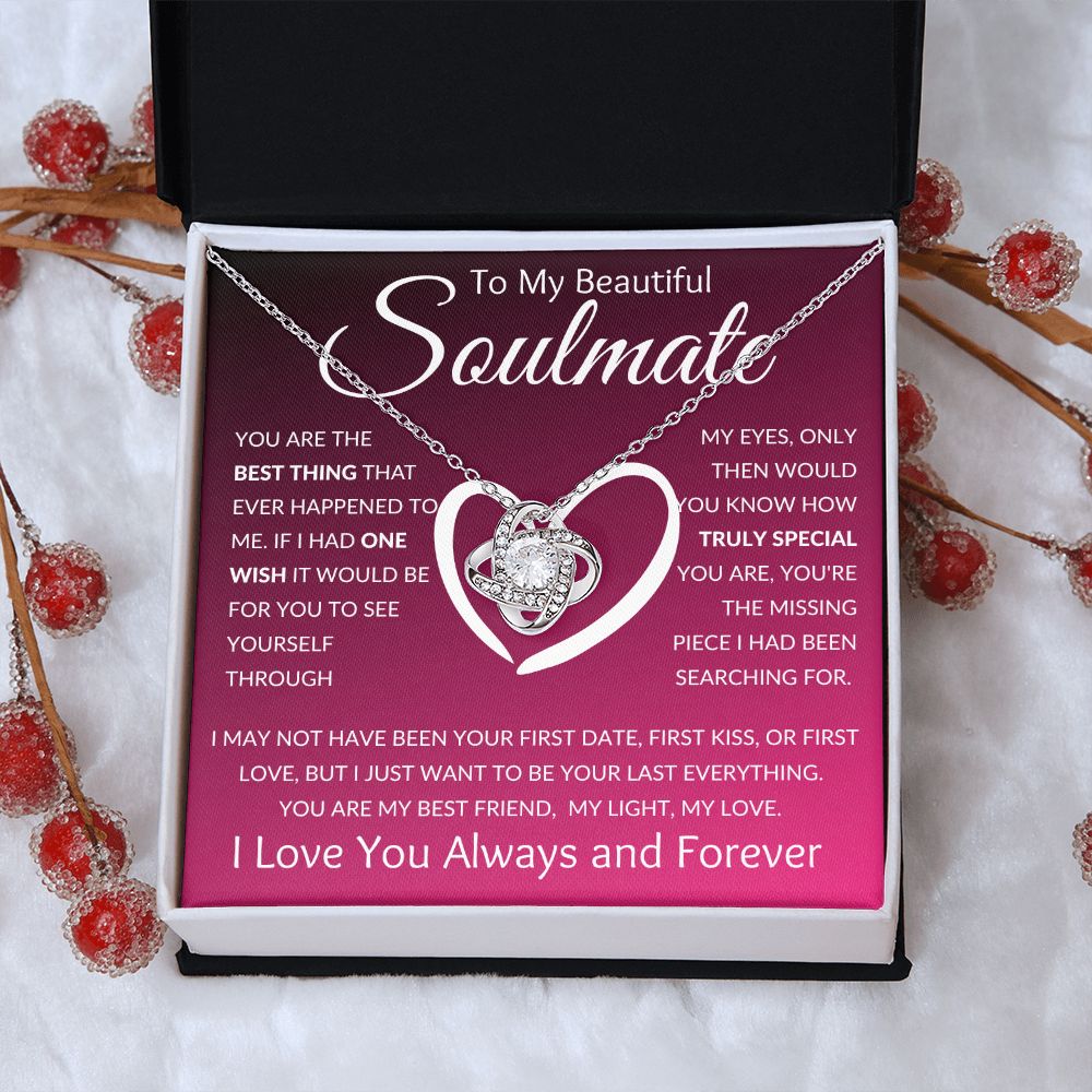 Love Knot Necklace, Gift to Soulmate, Wife, Girlfriend - You're the Best - Christmas, Anniversary, Birthday, Valentines Day