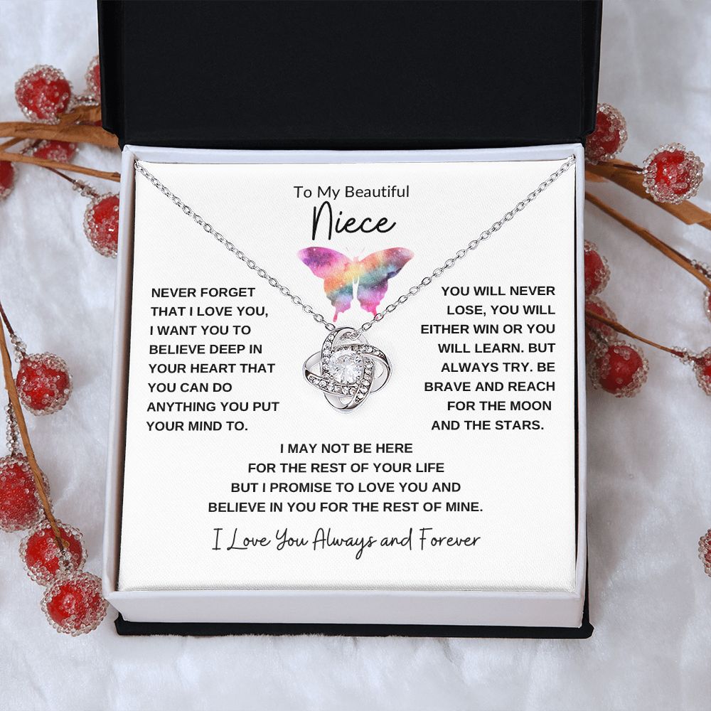 Love Knot Necklace, Gift to Niece - Butterfly