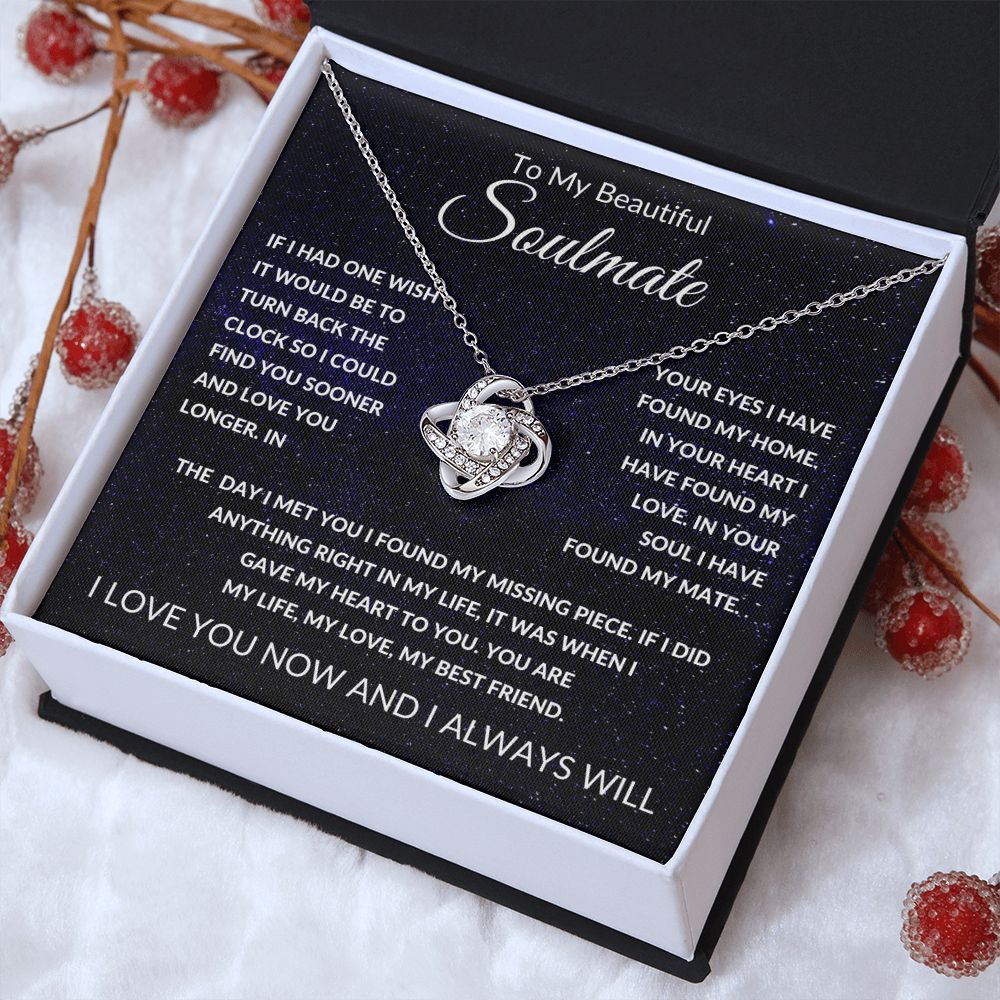 Love Knot Necklace, Gift to Soulmate - Space - Valentines, Anniversary, Birthday, Christmas