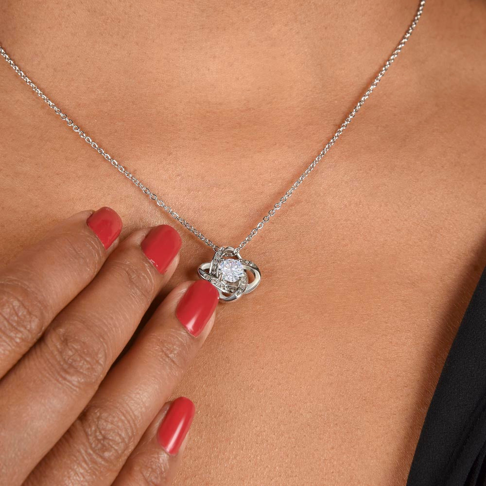 Pregnant Daughter Gift - Pregnancy, Mother to Be, Pregnant Mom Gift, Daughter Expecting, Baby Shower - 14 karat and 18 karat gold over stainless steel - Love Knot Necklace