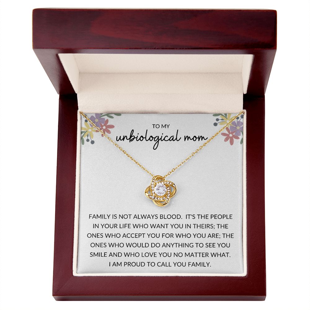 Love Knot Necklace, Gift to Unbiological Mom, Stepmom, Stepmother, Aunt, Mother in Law - Flowers