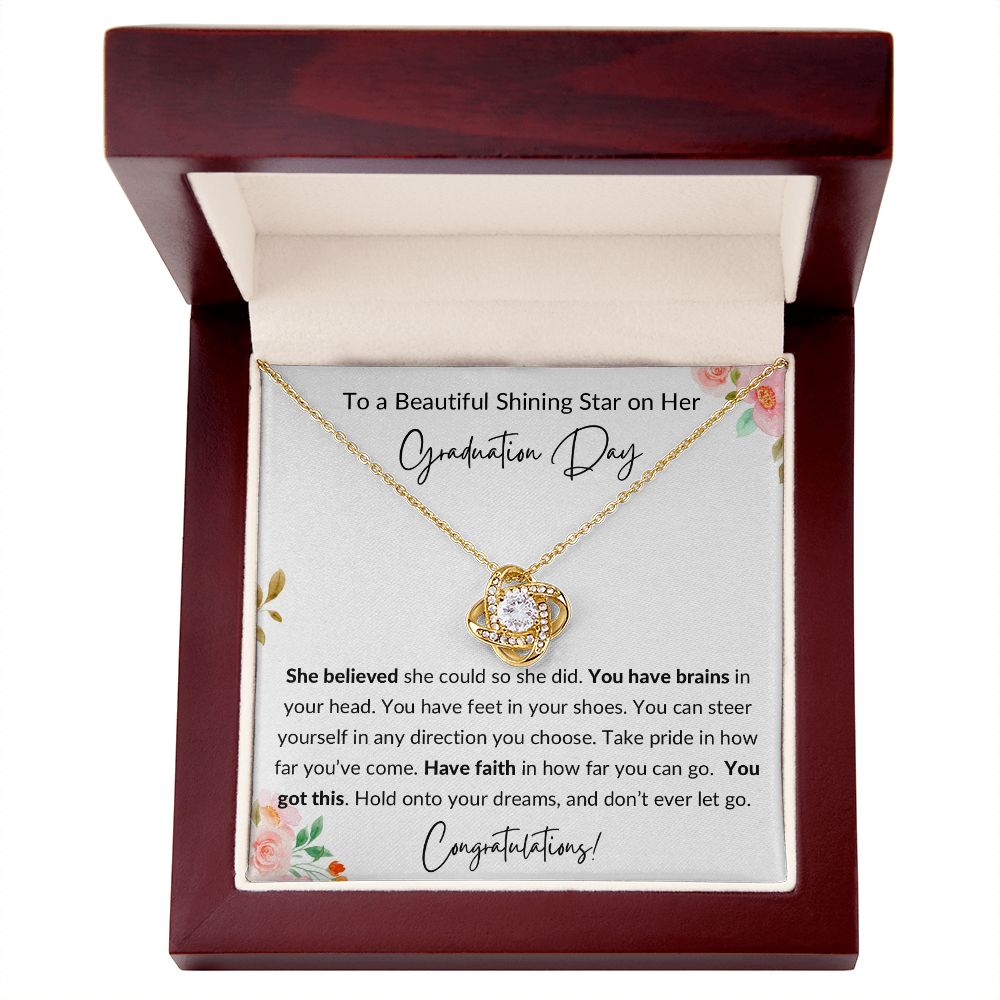 Graduation Gift to Daughter, Granddaughter, Niece, Aunt, Best Friend - Love Knot Necklace- Flowers, white