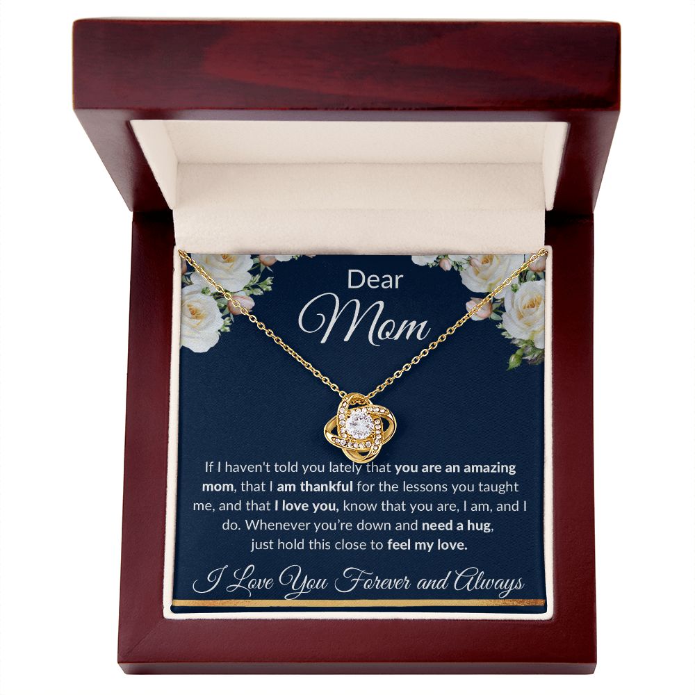 Love Knot Necklace, Gift to Mom - Dear Mom, Blue