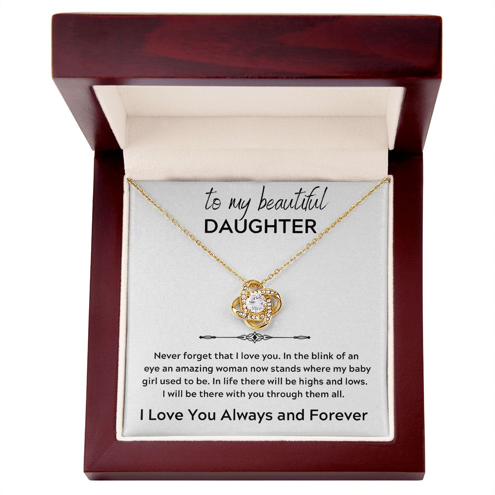 Love Knot Necklace, GIFT TO DAUGHTER from Mom or Dad