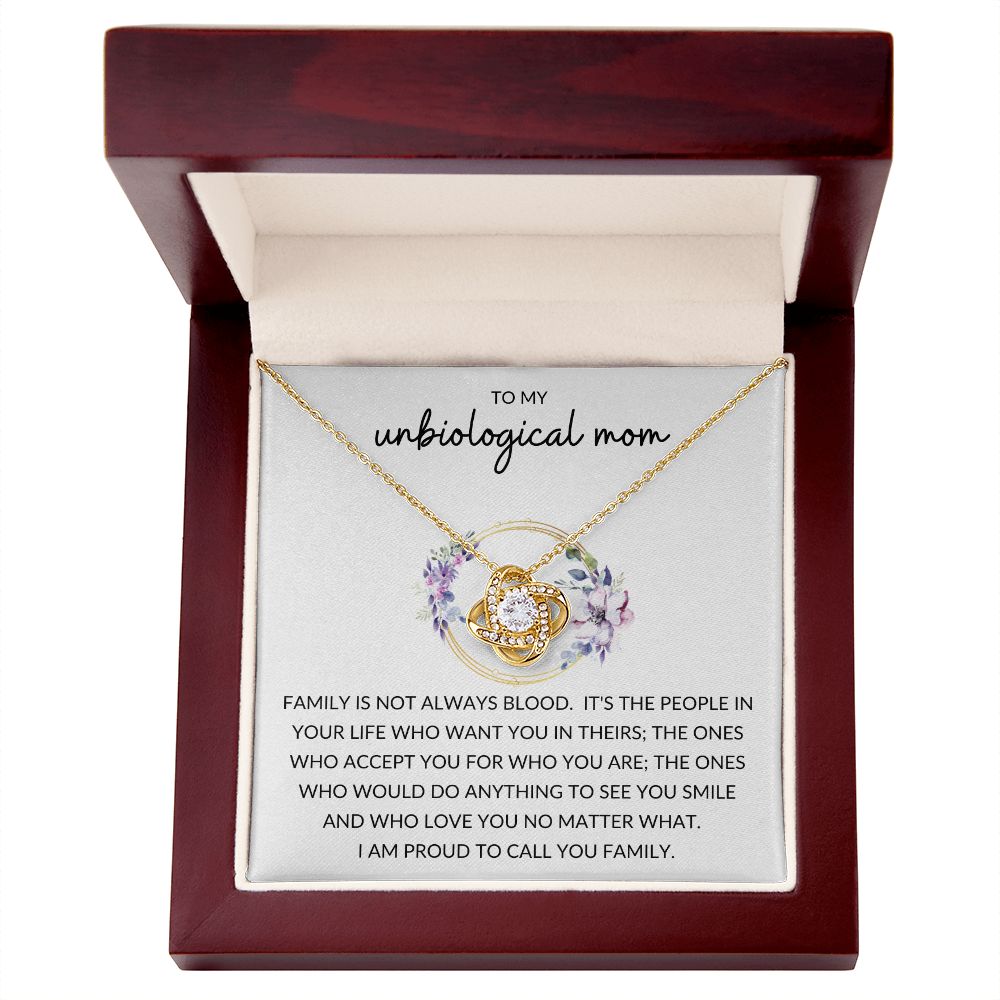 Love Knot Necklace, Gift to Unbiological Mom, Stepmom, Step mother, Aunt, Mother in Law - Wreath