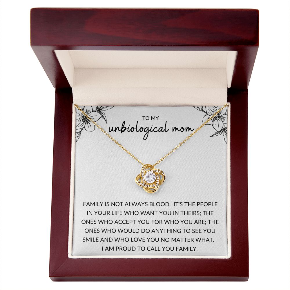 Love Knot Necklace, Gift to Unbiological Mom, Step Mom, Step Mother, Aunt, Mother in Law - black and white