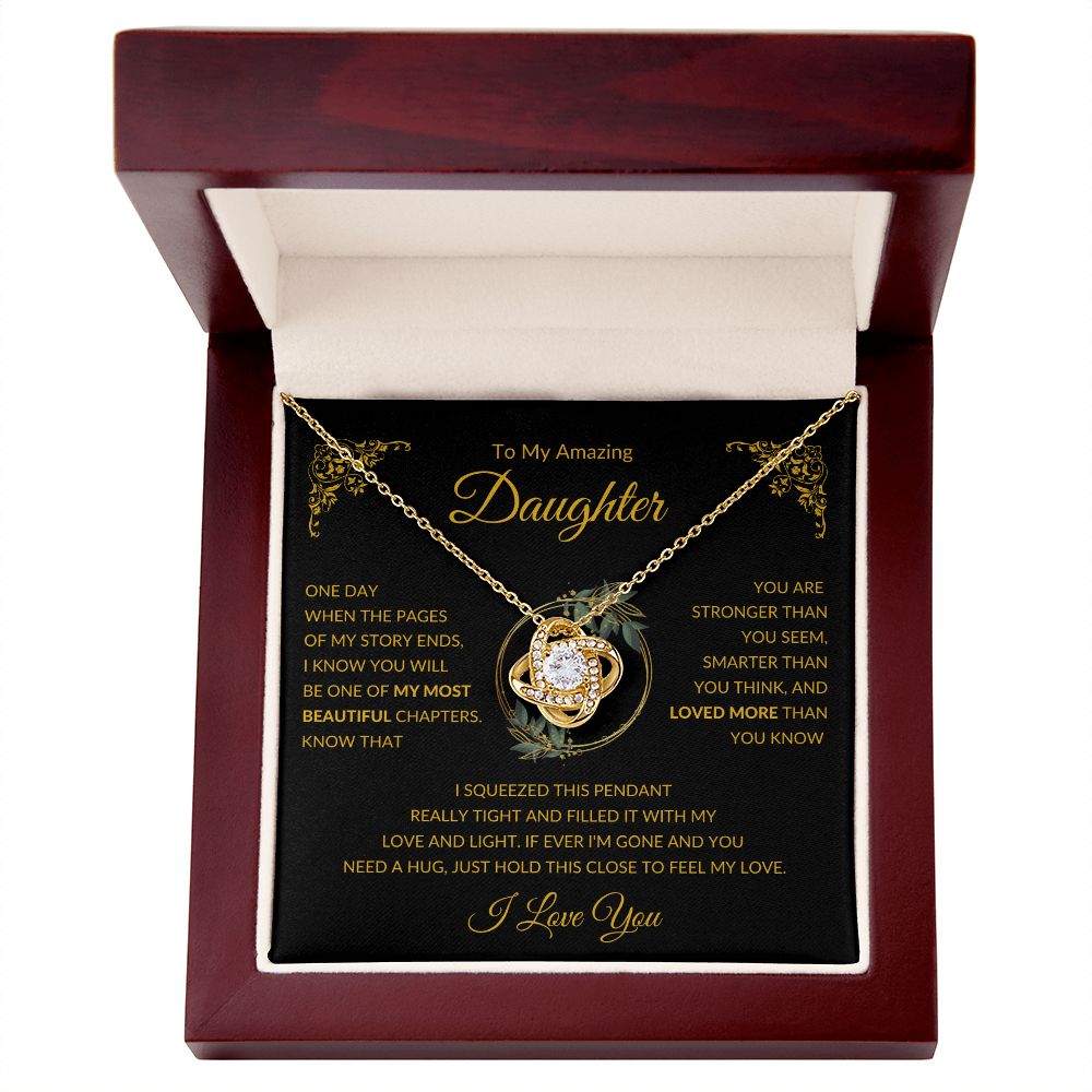 Love Knot Necklace, GIFT TO DAUGHTER - Amazing Daughter Black