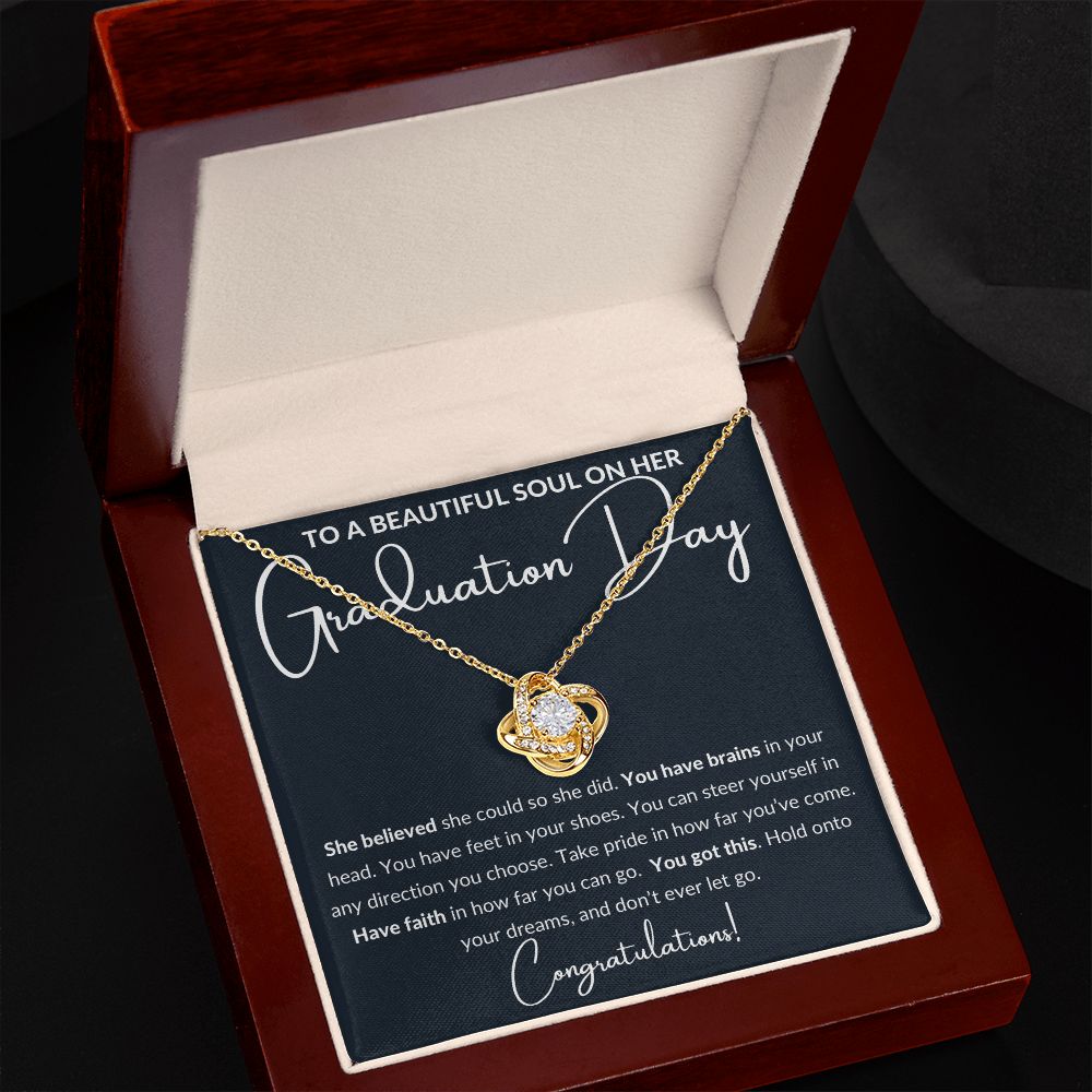 Graduation Gift to a Beautiful Soul, Love Knot Necklace - black