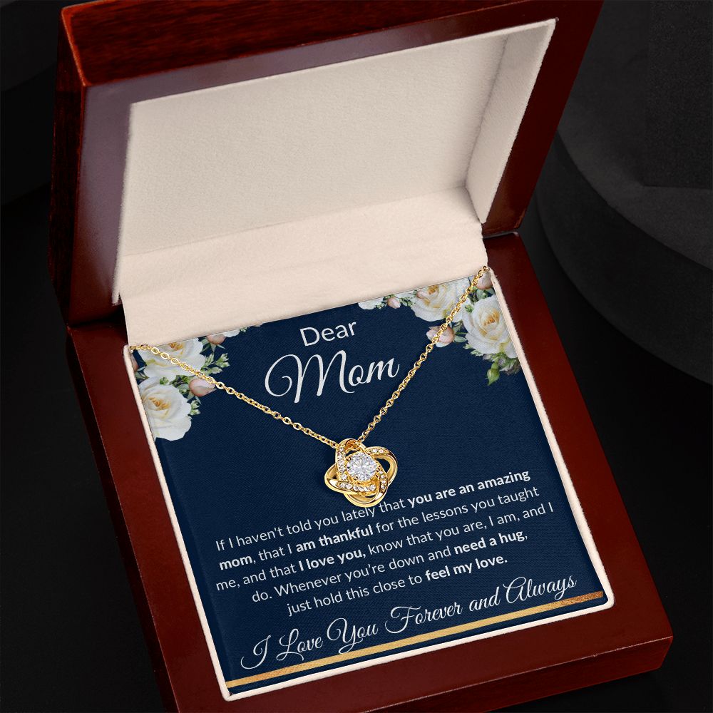 Love Knot Necklace, Gift to Mom - Dear Mom, Blue