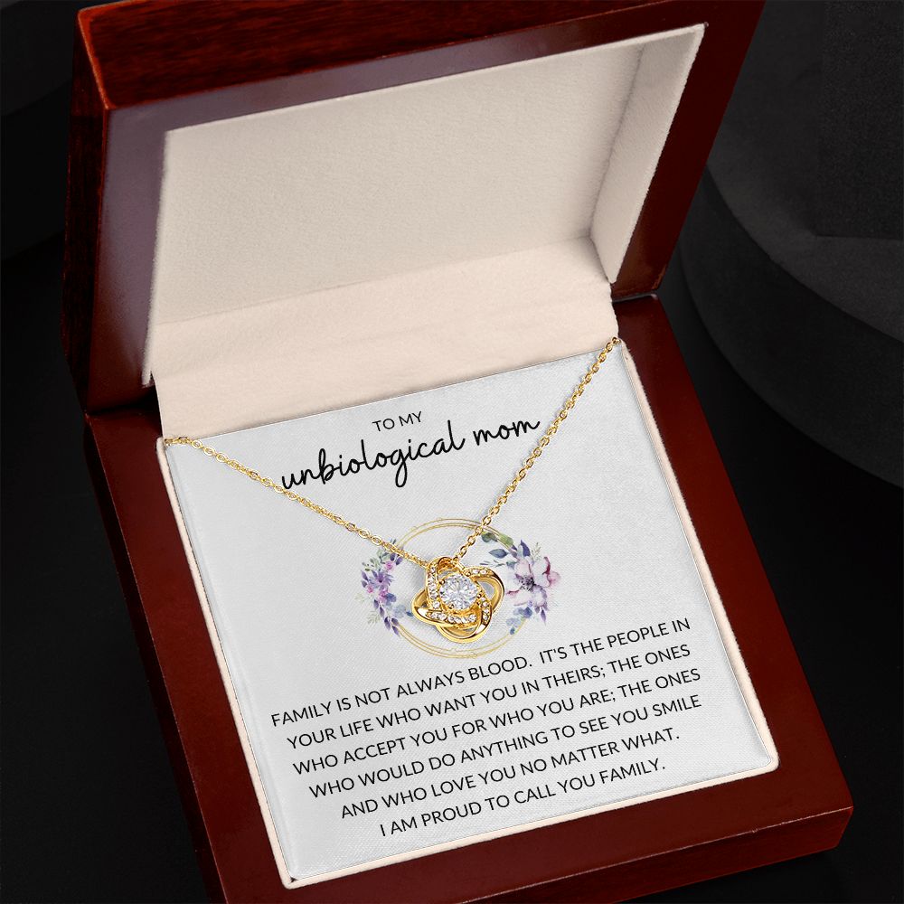 Love Knot Necklace, Gift to Unbiological Mom, Stepmom, Step mother, Aunt, Mother in Law - Wreath