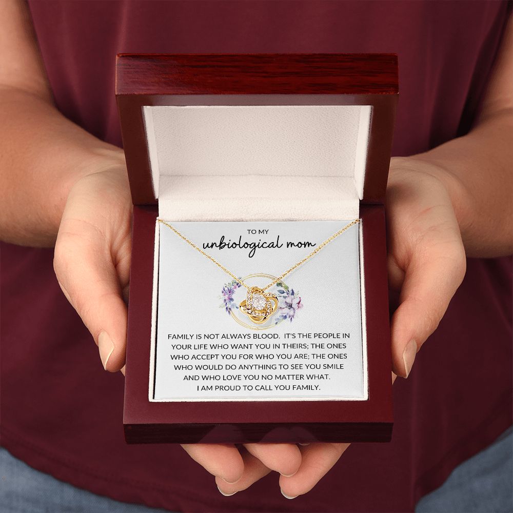 Love Knot Necklace, Gift to Unbiological Mom, Stepmom, Step mother, Aunt, Mother in Law - Wreath