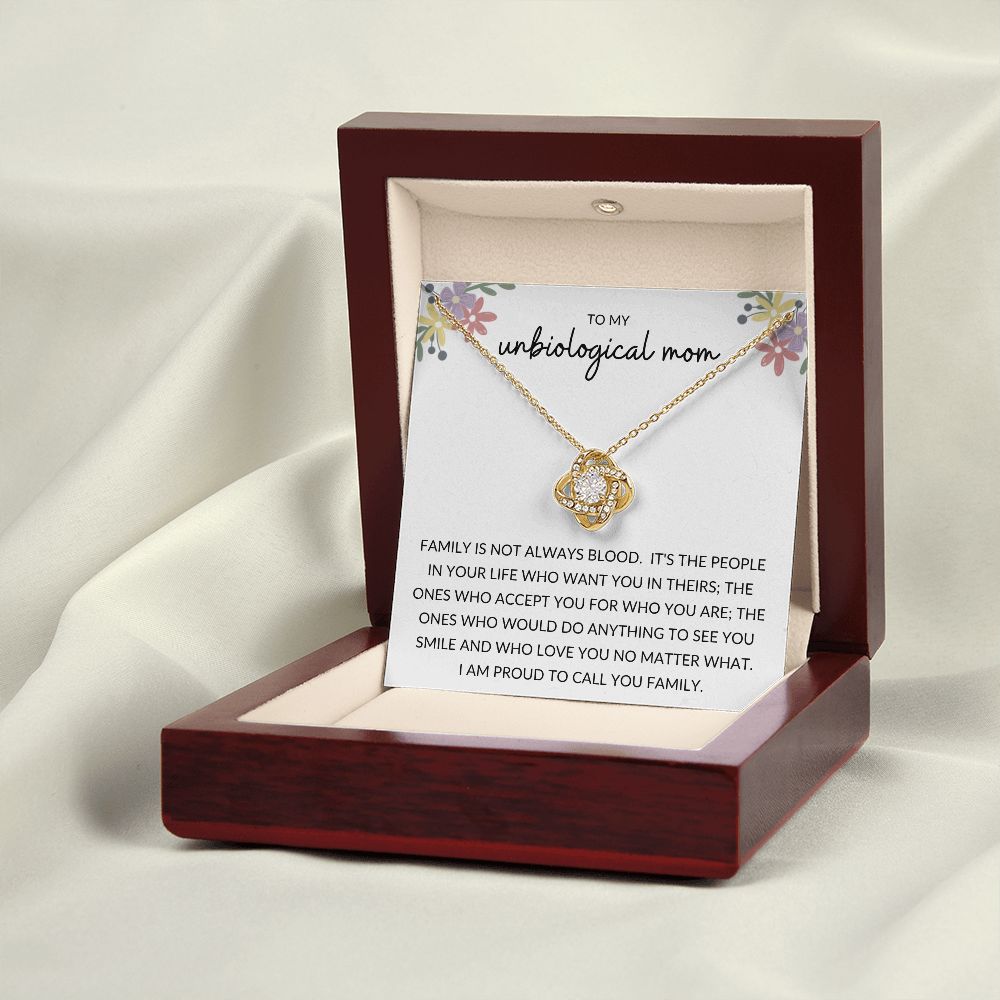 Love Knot Necklace, Gift to Unbiological Mom, Stepmom, Stepmother, Aunt, Mother in Law - Flowers