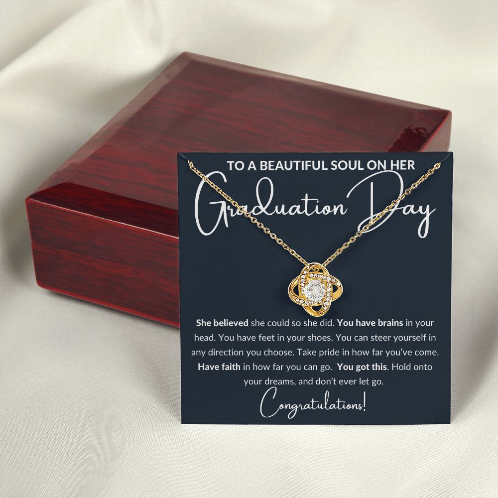 Graduation Gift to a Beautiful Soul, Love Knot Necklace - black