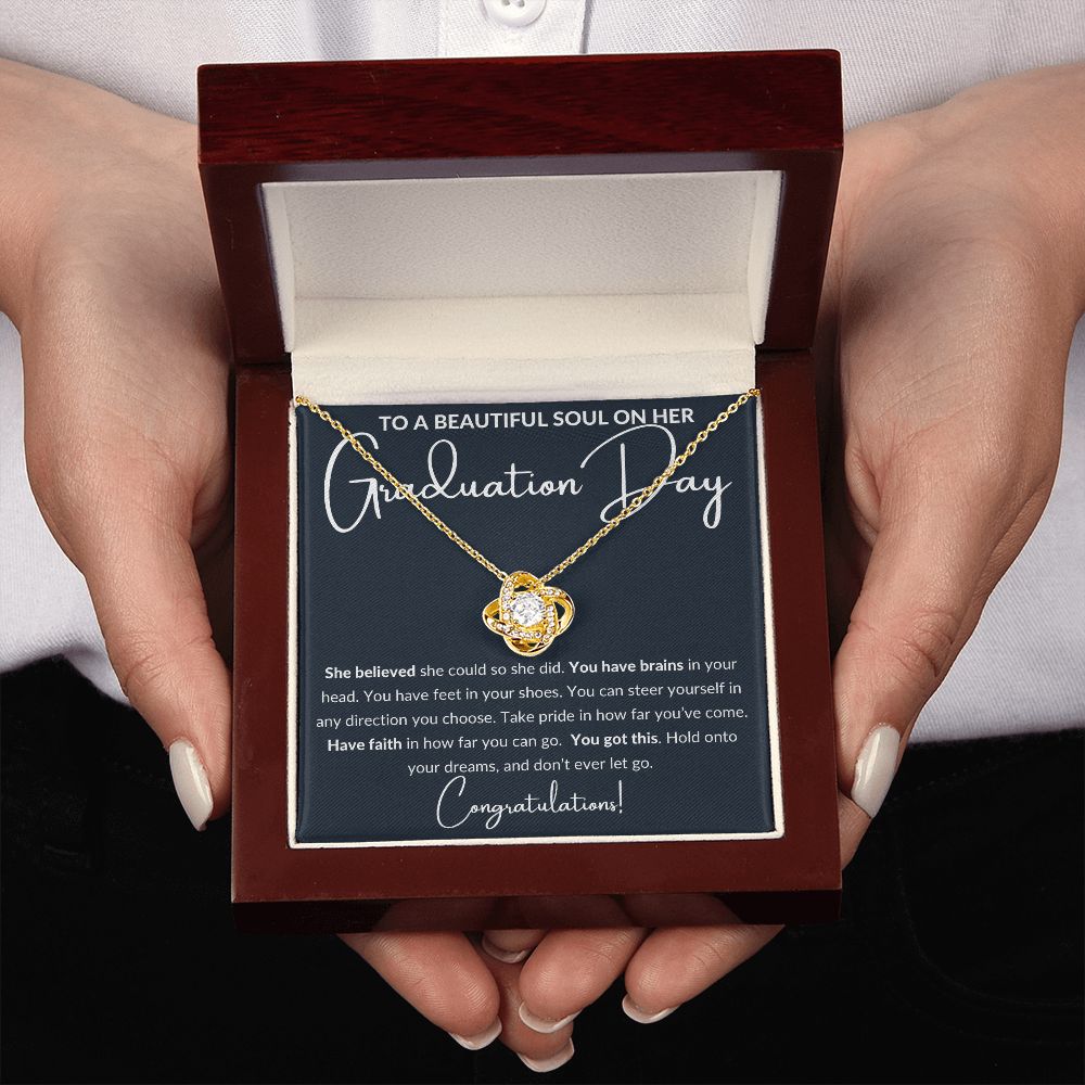 Graduation Gift to a Beautiful Soul, Love Knot Necklace - black
