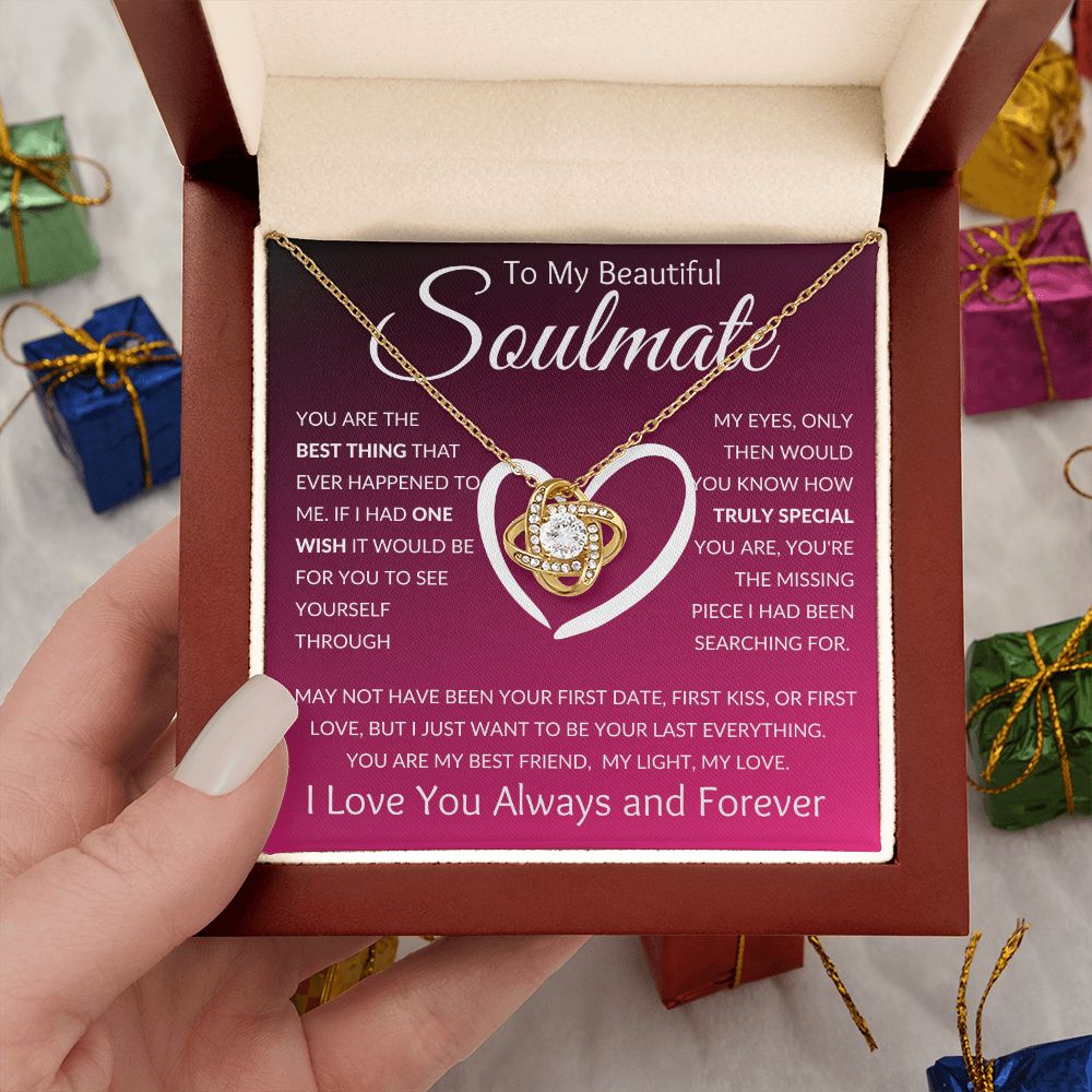Love Knot Necklace, Gift to Soulmate, Wife, Girlfriend - You're the Best - Christmas, Anniversary, Birthday, Valentines Day
