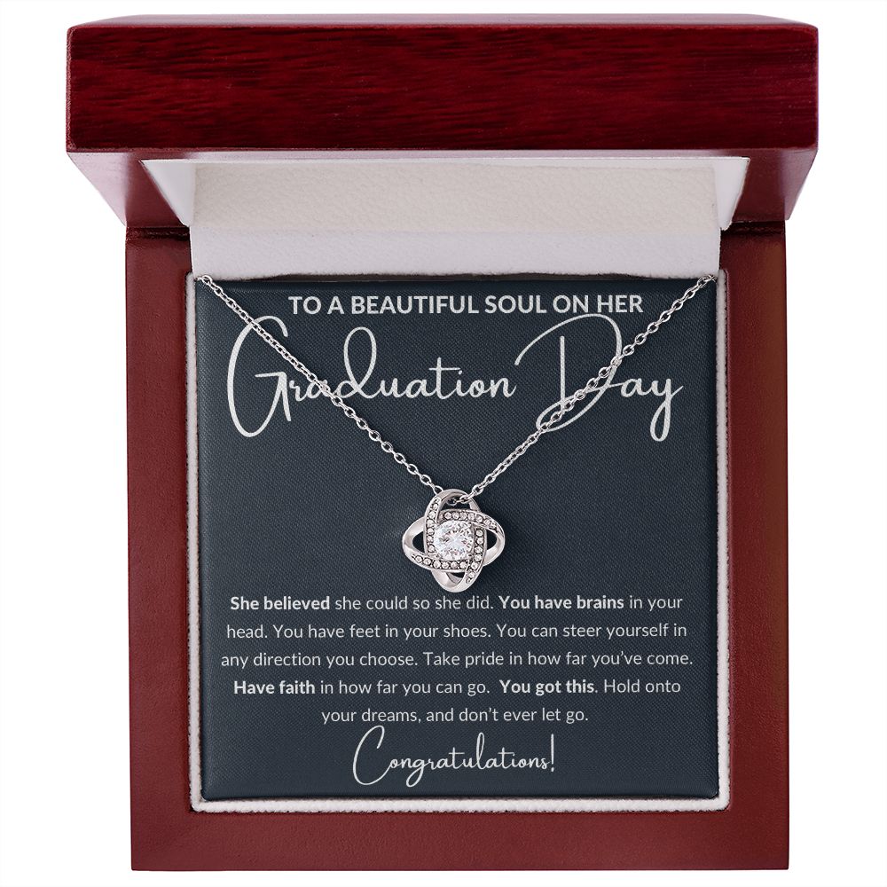 Graduation Gift to a Beautiful Soul, Love Knot Necklace - black
