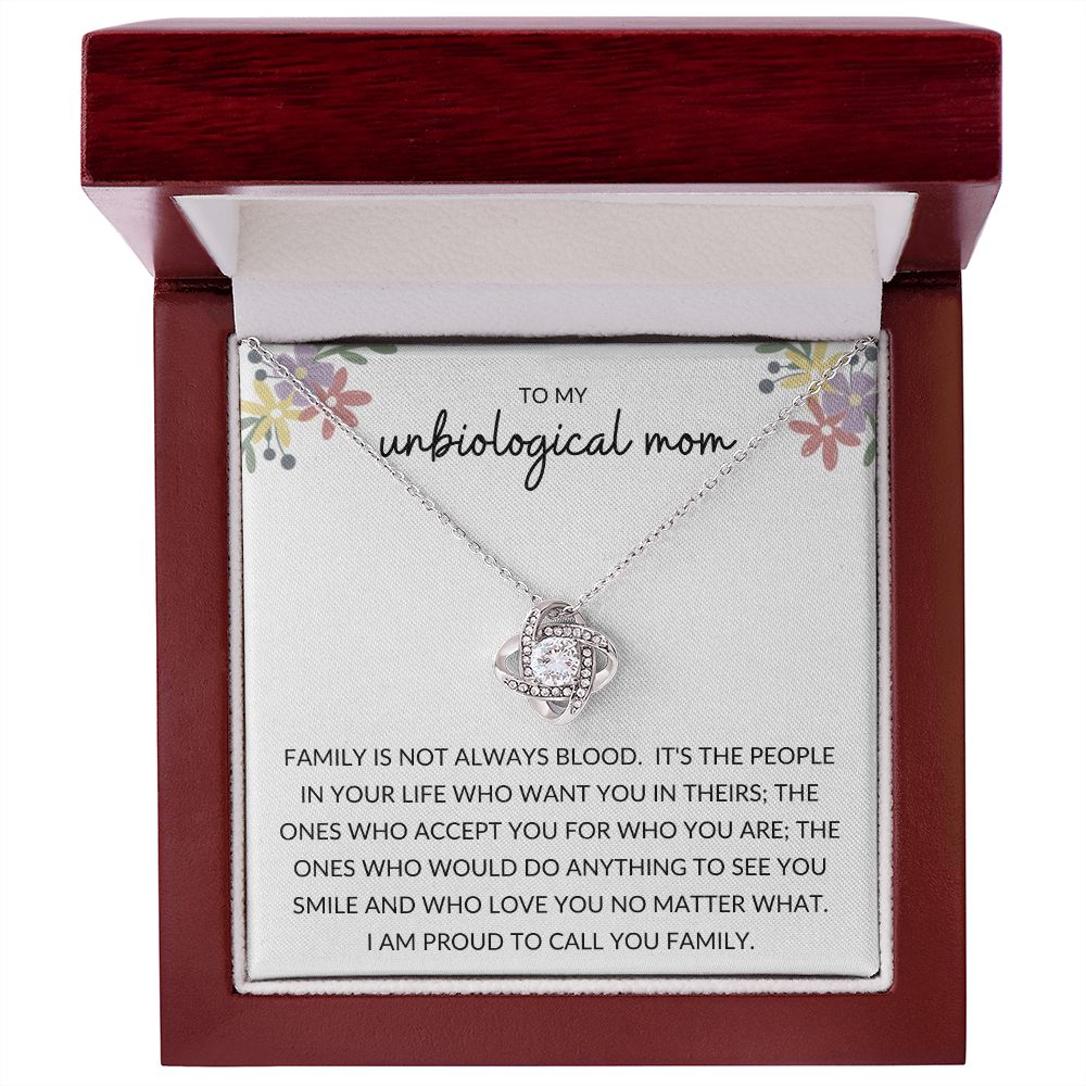 Love Knot Necklace, Gift to Unbiological Mom, Stepmom, Stepmother, Aunt, Mother in Law - Flowers