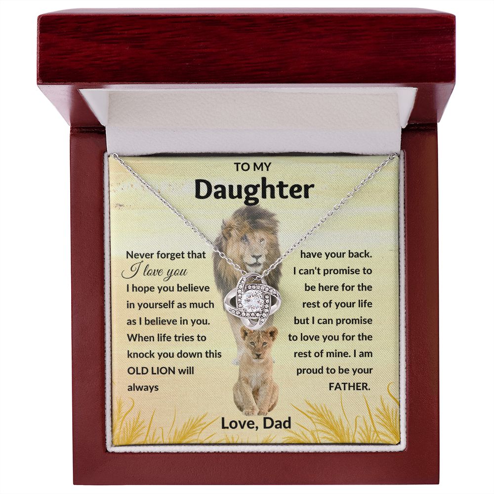 Love Knot Necklace, GIFT TO DAUGHTER from Dad - Lion
