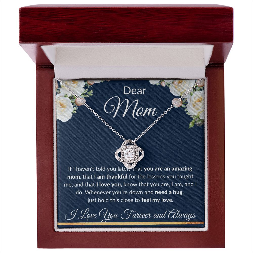 Love Knot Necklace, Gift to Mom - Dear Mom, Blue