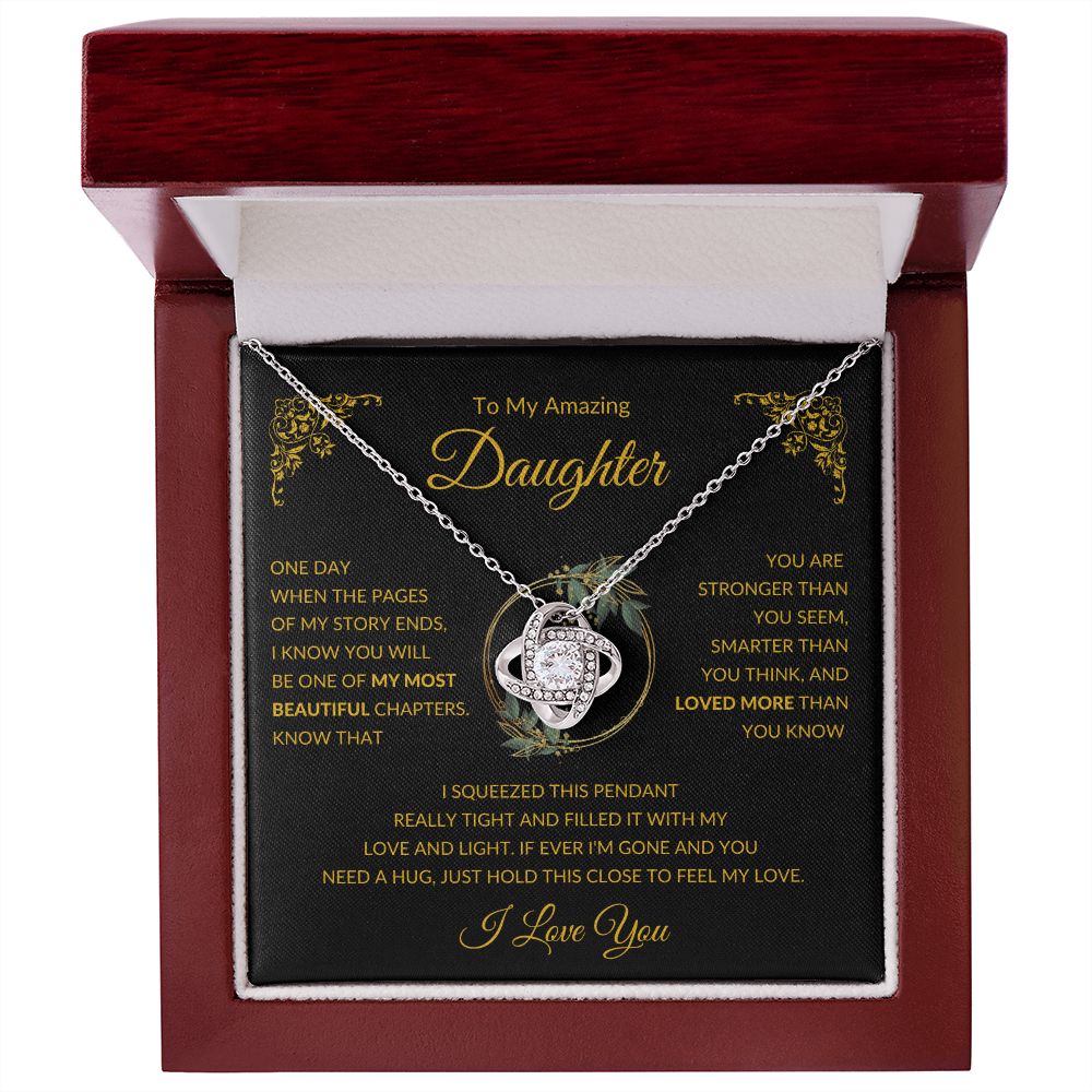 Love Knot Necklace, GIFT TO DAUGHTER - Amazing Daughter Black