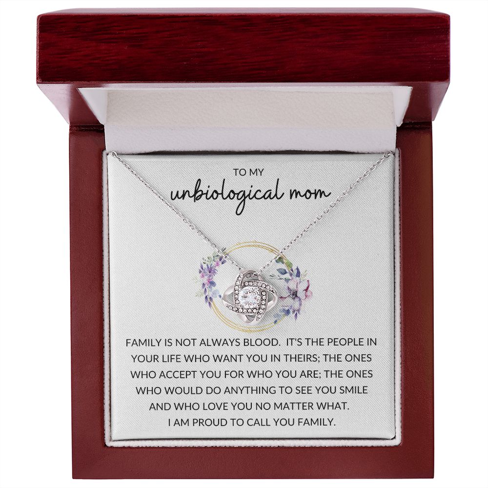 Love Knot Necklace, Gift to Unbiological Mom, Stepmom, Step mother, Aunt, Mother in Law - Wreath