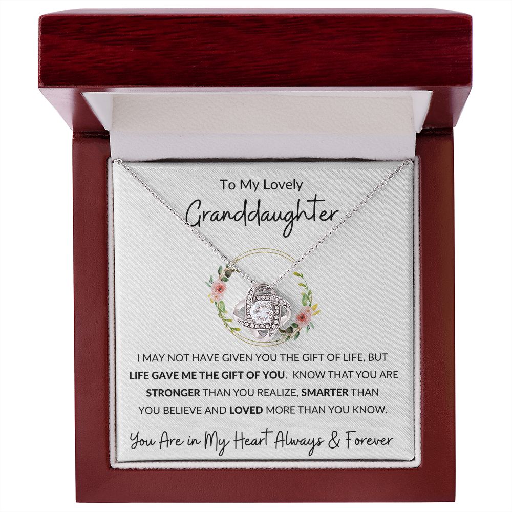 Love Knot Necklace, Gift to Granddaughter - Flower Wreath