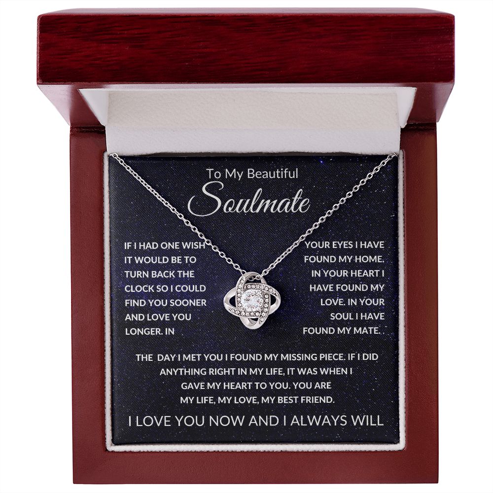 Love Knot Necklace, Gift to Soulmate - Space - Valentines, Anniversary, Birthday, Christmas