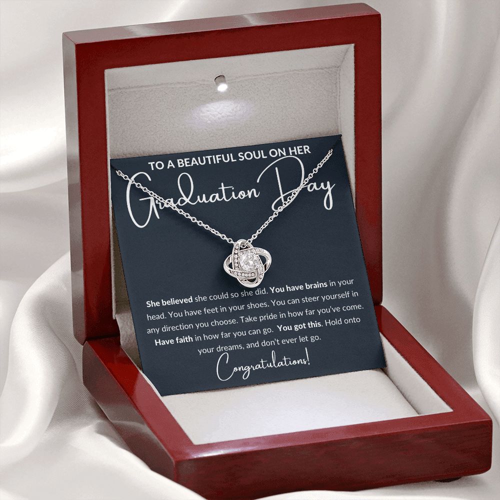 Graduation Gift to a Beautiful Soul, Love Knot Necklace - black