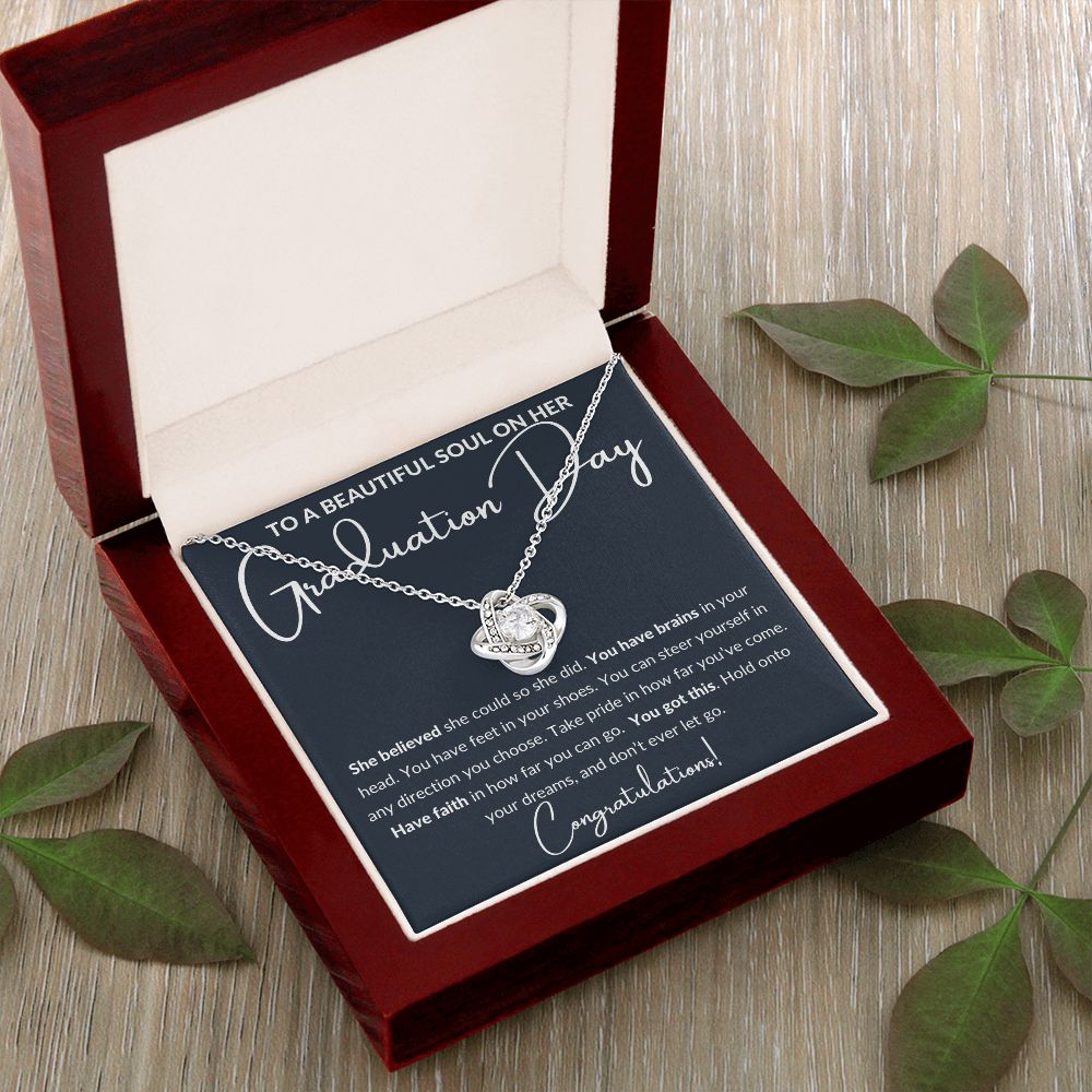Graduation Gift to a Beautiful Soul, Love Knot Necklace - black
