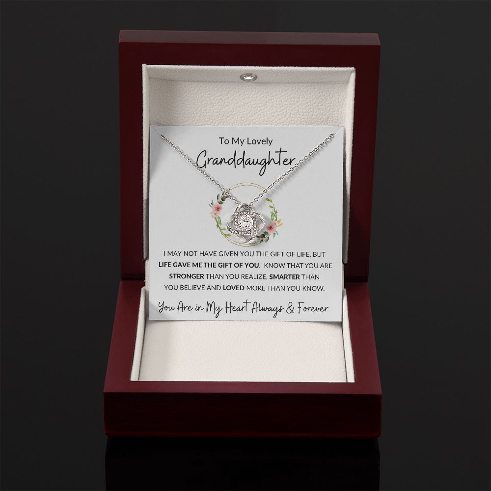Love Knot Necklace, Gift to Granddaughter - Flower Wreath