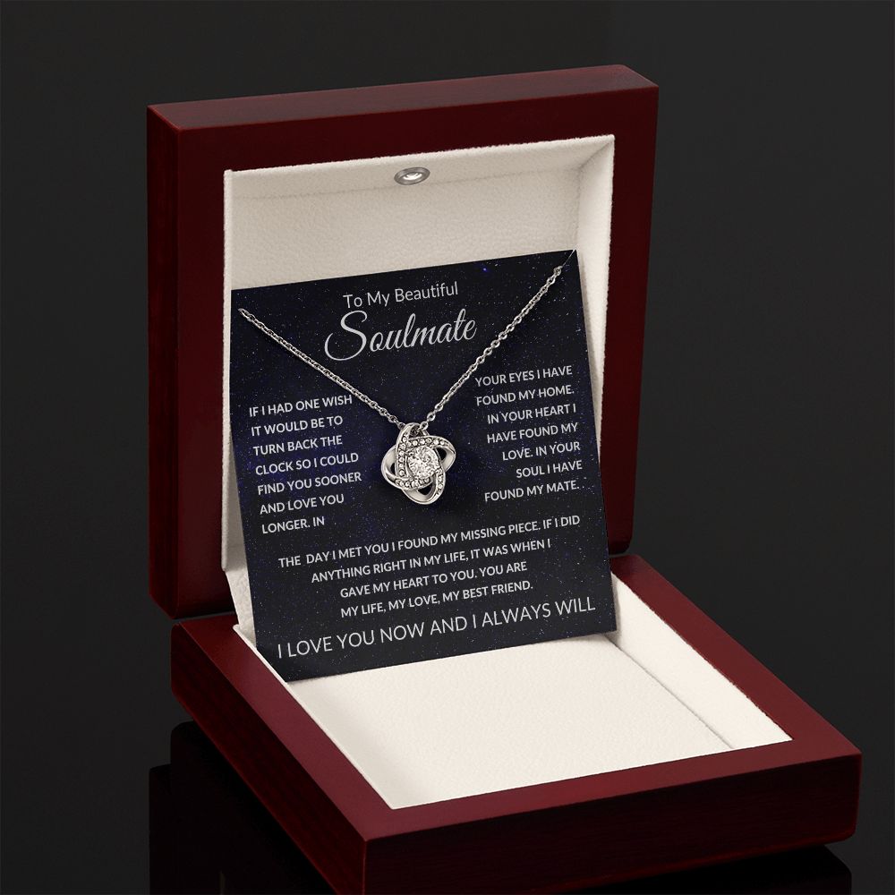 Love Knot Necklace, Gift to Soulmate - Space - Valentines, Anniversary, Birthday, Christmas