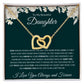 Interlocking Hearts Necklace, GIFT TO MY BEAUTIFUL DAUGHTER POEM from Mom Or Dad - Special Bond