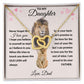 Interlocking Hearts Necklace, Gift to Daughter from Dad - lion pink hearts - Valentine, Birthday, Christmas, I Love You